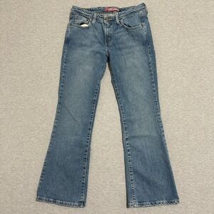 Levis 518 Superlow Boot Cut Jeans Medium Wash Blue Low Rise Stretch Womens 9S